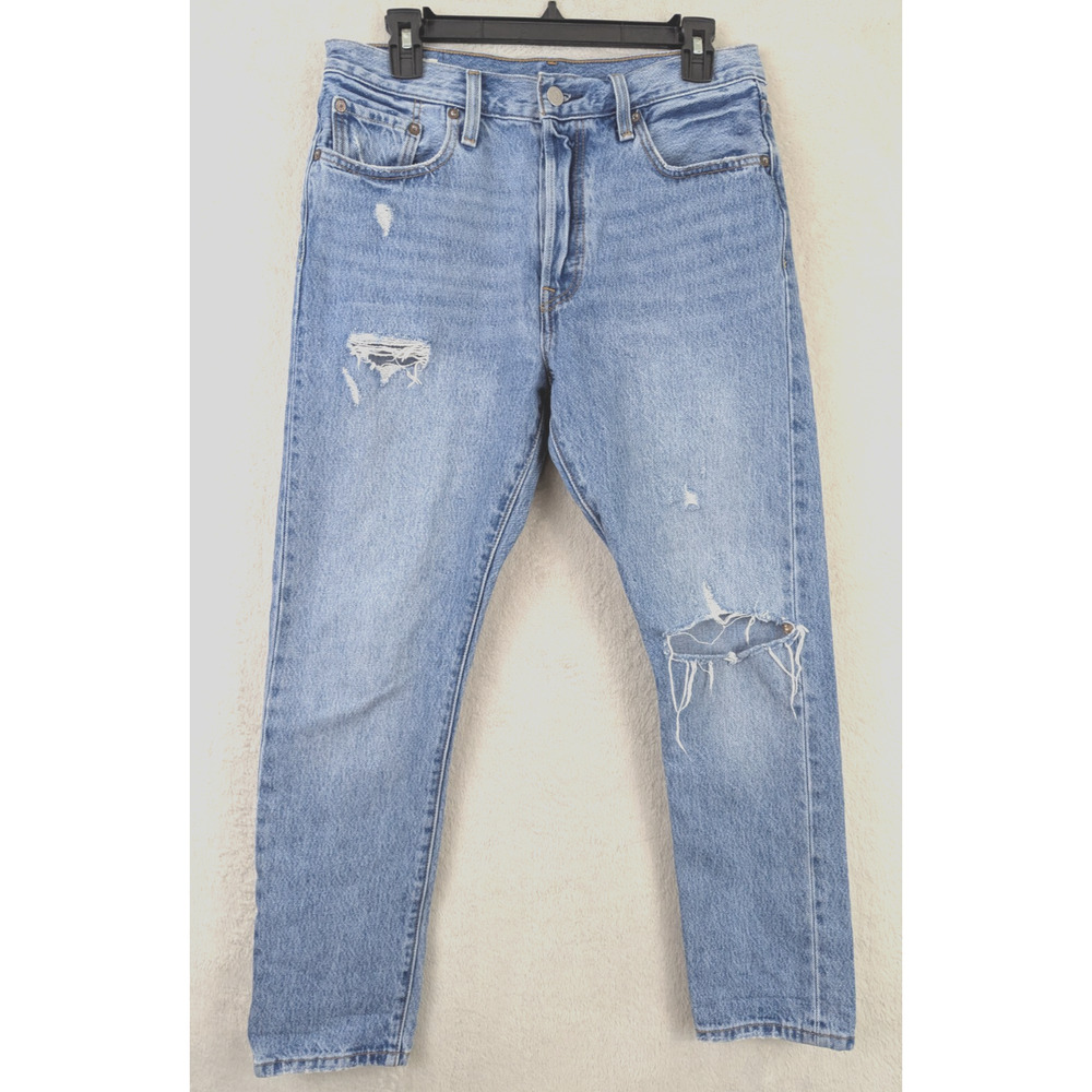 Levi's Light Blue Distressed Wide Leg Jeans